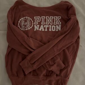 Pink Nation Off the Shoulder Sweatshirt